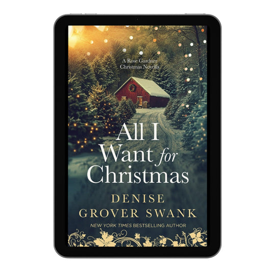Ebook cover of 'All I Want for Christmas' by Denise Grover Swank on a tablet screen.
