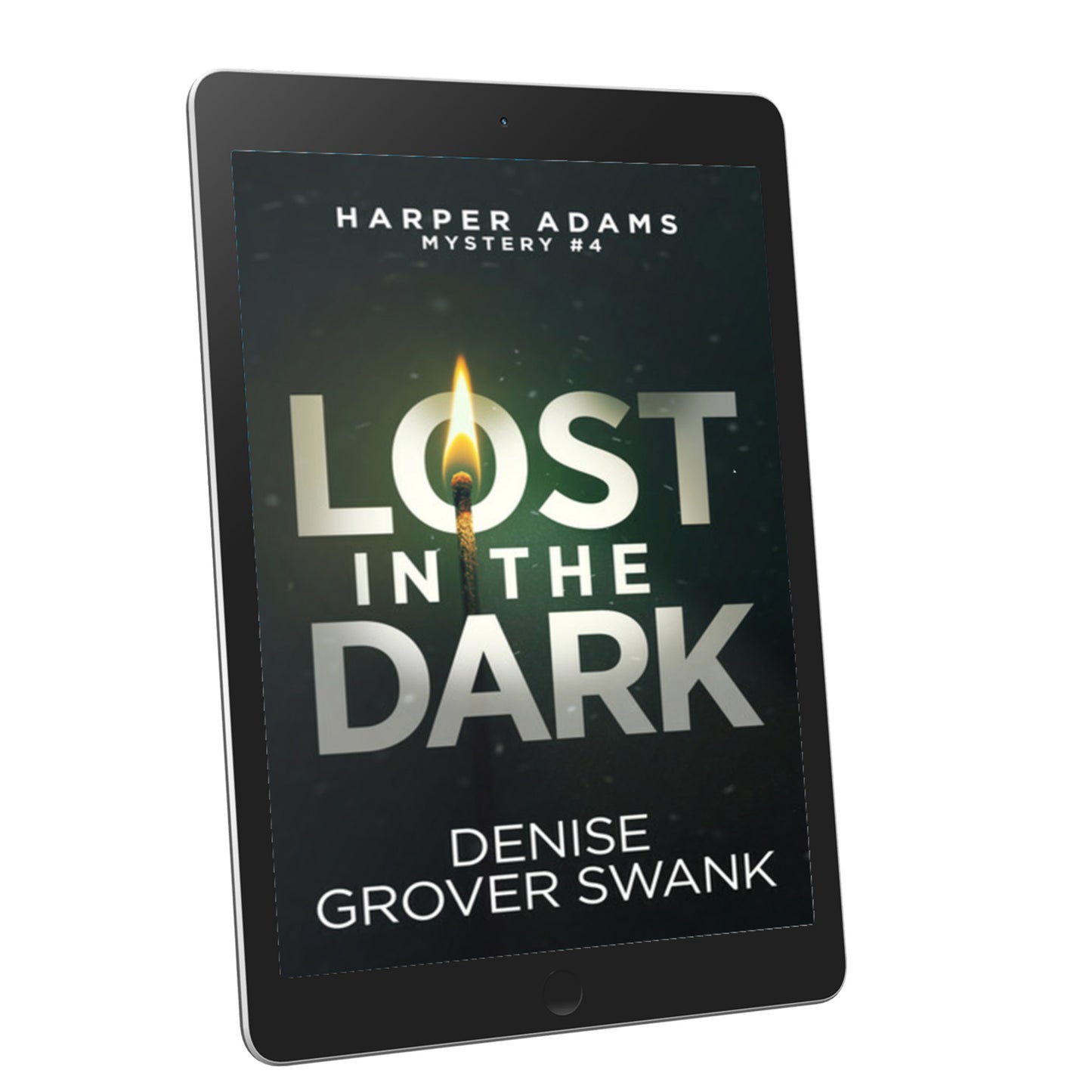 E-reader displaying the book 'Lost in the Dark' by Denise Grover Swank on a white background