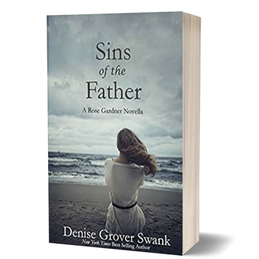 Book cover of 'Sins of the Father' by Denise Grover Swank with a woman on a beach.